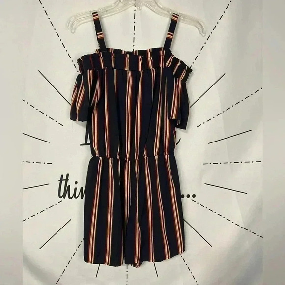 Boohoo Striped Cold Shoulder Romper - Picture 2 of 7